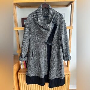 OSKA High Collar Knee Length Coat - Relaxed Fit - 100% Virgin Wool